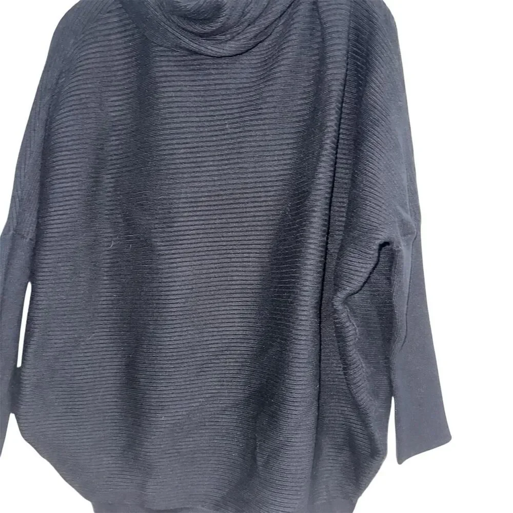 French Connection Black Ribbed Cowl Neck Sweater NWT Size M
